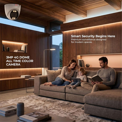 Trueview 3MP 4G Dome CCTV Camera | STQC Approved | SIM Based Security Camera | All Time Colour Night Vision | Human Detection | Two-Way Audio | Supports 256GB Memory Card | Smart Home Surveillance