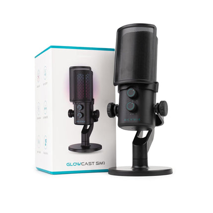 SKYVIK Glowcast USB Condenser Microphone with Noise Cancellation, RGB Lighting & Zero-Latency Monitoring for Podcasting, YouTube, Streaming & Gaming