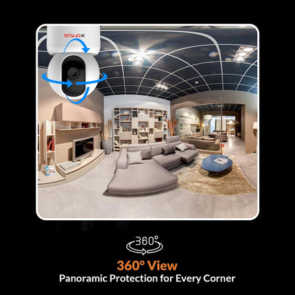 CP PLUS 3MP Smart Wi-Fi CCTV Camera | 360° Pan & Tilt | CTC Cyber Secure Tech | View & Talk | Smart Detection Suite | Night Vision | Cloud Storage | Supports OK Google | CP-E35Q - Unboxify