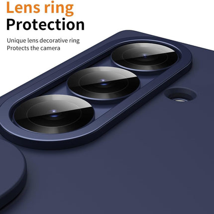 amazon basics 360° Full Protection Case for Samsung Galaxy Z Fold 7 – Built-in Screen Protector, Hinge Guard, Silicon Grip Strap & Kickstand - Blue