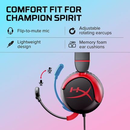 HyperX Cloud Mini – Wired On Ear Headset Compatible with PC, Chromebook, Nintendo Switch,PlayStation Controllers,Xbox Controllers,Phones,Laptops,Tablets,Tuck-Away Boom Mic,3.5Mm Jack,Black & Red