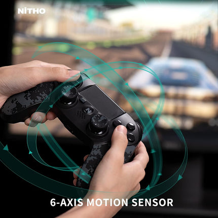Nitho ADONIS Wireless Controller for PS4, PC, iOS & Android, PS5 (with PS4 Games Only), Gamepad Joystick with Dual Vibration | 6-Axis Motion Sensor | Touchpad | Built-in Speaker | 3.5 mm Jack - Camo