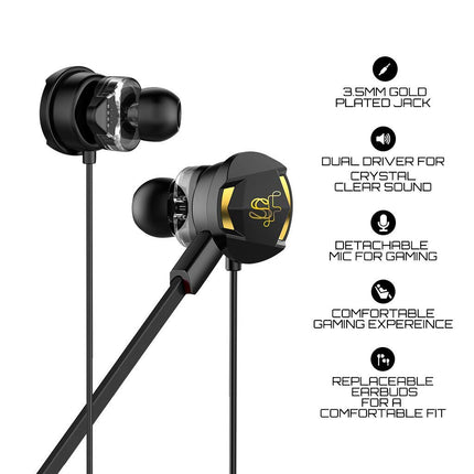Skyfly Xbot GE100 Wired in Ear Earphones with Mic (Black) - Unboxify