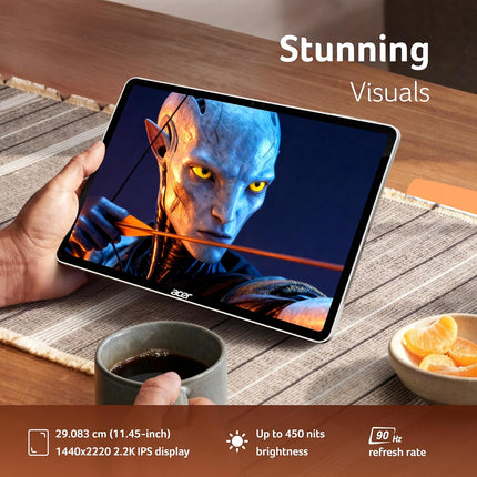 Acer Iconia 5G Tablet|11.45" 2.2k”90Hz IPS Display, MediaTek 8791 Processor, 8GB RAM + 128GB Storage, 16MP Rear+8MP Front Camera,Wi-Fi + 5G Volte, Android 15,BT 5.2, Slim Metal Body