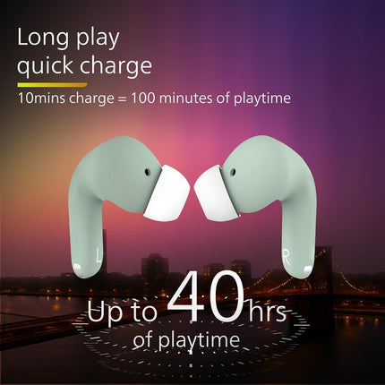 Philips TAT1269 Bluetooth Truly Wireless in Ear Earbuds with mic, 13mm Drivers, Bluetooth 5.4, 40H Playtime, IPX5, Fast Charging,Touch Controls, Voice Assistant, Mono Mode, LED Indicator(Frosty Green)