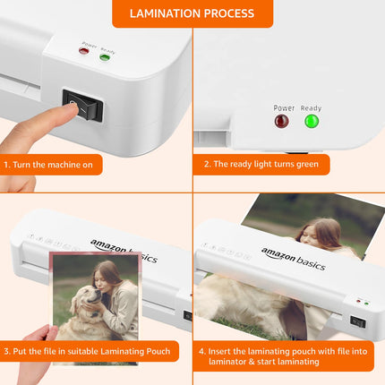 Amazon Basics A4 Laminating Machine | Rapid Lamination | Adjustable Temperature Settings | 1-Year Brand Warranty