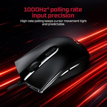 HyperX Pulsefire Core RGB USB Gaming Mouse, Up to 6200 DPI, Pixart 3327 Optical Sensor, 87gm Lightweight, 20Mn Clicks, 7 Programmable Buttons, 1K Hz Polling Rate, 24 Months Warranty - Black [4P4F8AA]