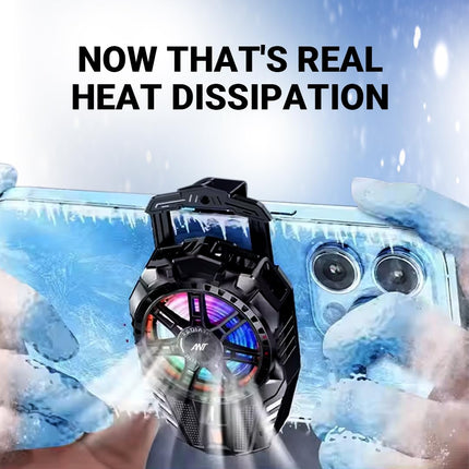 Ant ICE10 Phone Cooler for Gaming, Universal Phone Cooling Fan with 3 Speed Cooling Modes, RGB Fan, Ultra Quiet LED Temperature Display for iPhone Android Smartphones Cell Phone Cooler_ Black