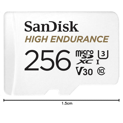 SanDisk 256GB High Endurance Video microSDXC Card with Adapter for Dash Cam and Home Monitoring Surveillance Systems - C10, U3, V30, 4K UHD, Micro SD Card - SDSQQNR-256G-GN6IA