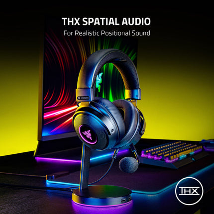Razer Kraken V3 Hypersense Wired USB Gaming Over Ear Headset Haptic Technology: Triforce Titanium 50Mm Drivers - Detachable Mic - Rz04-03770100-R3M1, Black
