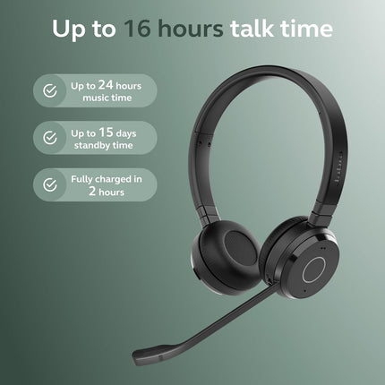Jabra Evolve 65TE | USB-A MS Stereo | BTHEADSET+ BT DONGLE(PC),On Ear,Black - Unboxify