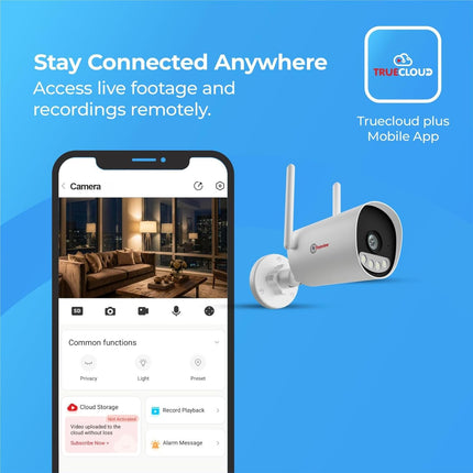 Trueview 3mp 1296p HD All Time Color 4G Sim Based Bullet CCTV Security Camera for Home, Shop, Office, Farm, and Construction Site | IP66 Waterproof Rating | with 9 IR LED