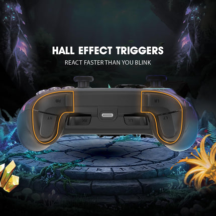 Cosmic Byte Lumora Tri-Mode Controller with Stealth Black RGB-Reveal Design, Hall Effect Joysticks & Triggers, Mechanical Buttons, 1000Hz Polling Rate, 6-Axis Gyro, Windows Software, 3.5mm Audio Jack, Macro & Turbo, 1300mAh Battery