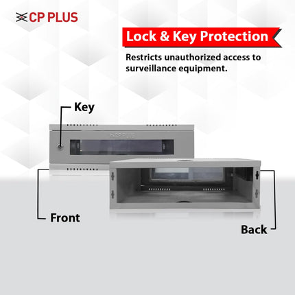 CP PLUS CCTV Compact CCTV/DVR/NVR Racks/Cabinet Box/Network Rack/Server Rack/CCTV Camera Box(350×350) with Acrylic Glass Door & Cable Entry – CRCA Steel Cabinet – CP-HA-RK3535VW-2U-TP