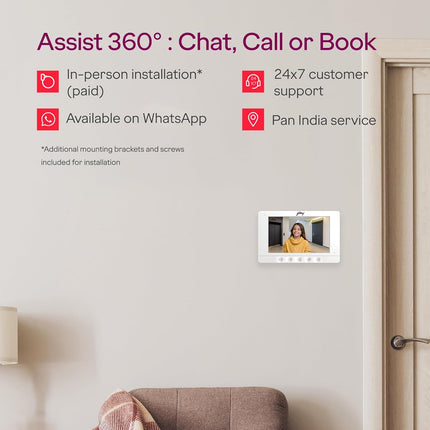 Godrej Security Solutions ST NeX Pro 7" SeeThru Video Door Phone | WiFi Mobile Connectivity | 120° Camera with Angular Bracket | 2MP HD Resolution | Night Vision | Touch Buttons, Electric Lock Control