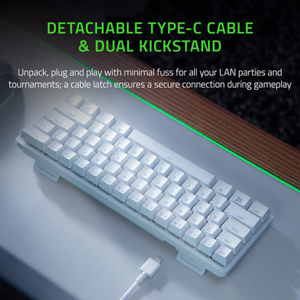 Razer Huntsman Mini - Mercury Edition - 60% Optical Gaming Keyboard (Linear Red Switch, White) I RGB Customizable backlighting - RZ03-03390400-R3M1