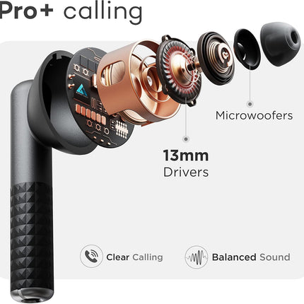 Boult Audio Newly Launched Airbass Powerpods Tws Featherweight Bluetooth Truly Wireless In Ear Earbuds With Mic, 20H Playtime With Zen Technology Enc, Fast Charging Type-C Ipx5 Water Resistant (Black)