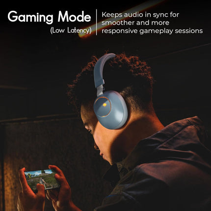Zebronics Duke (2026 Upgrade) Wireless Headphone, BT v5.3, Upto 60 hrs Playback, 40mm Drivers, Deep Bass, ENC, Gaming Mode, Dual Pairing, LED Lights, Media/Volume Control, Call Function (Blue)