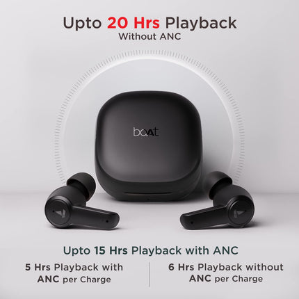 boAt Airdopes 413ANC True Wireless Earbuds with Active Noise Cancellation, 2 Mics ENx Tech, Signature Sound, Touch Gesture, 20 Hours Playback, ASAP Charge & Ambient Mode(Carbon Black)