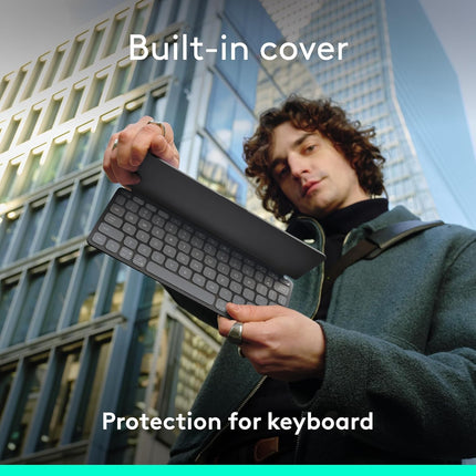 Logitech Keys-to-Go 2 Portable Bluetooth Keyboard for Tablet with Built-in Cover, Slim and Compact Wireless Keyboard for Windows, Android, Linux, iPad, iPhone, Mac - Unboxify