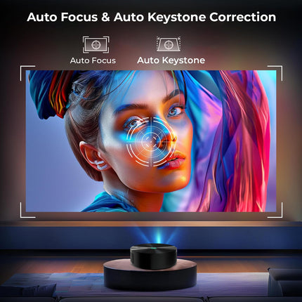 WZATCO Yuva Aura, Native 1080P, Auto Focus & Keystone, 4K Support, 10500 Lumens, 180" Screen | Android 9.0 with Netflix, Prime etc | WiFi 6 & BT | Dust Proof | HDMI ARC, Black