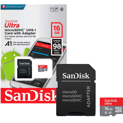 Sandisk Ultra - Flash memory card - 16 GB - MicroSDHC UHS-I (SDSQUNC-016G-AN6IA)