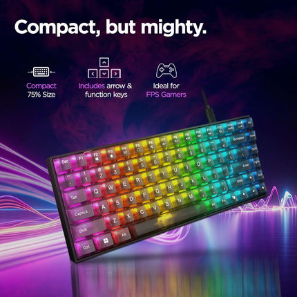 Lenovo Legion K510 Mini Pro Gaming Keyboard, 16.8 Million Colors RGB Per Key, Programmable |100% Anti Ghosting Mechanical switches |Customizable| USB 2.0 Interface |3 Yr Warranty | Black + Traslusent