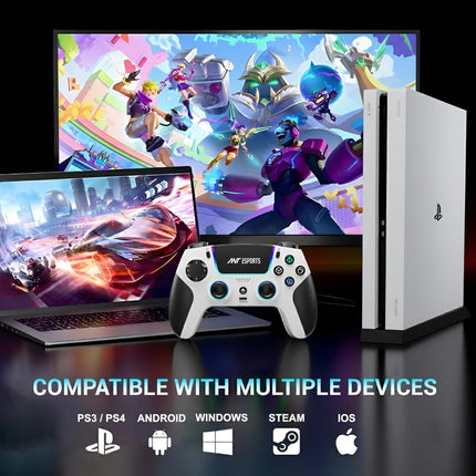 Ant Esports SUPRENOVA RGB 3-Mode Wireless Gaming Controller,1000Hz HallSense Precision Joysticks,BT,2.4GHz & Wired,Macros,Touchpad,Fast Type-C Charging, PS4, Mobile, Android TV, PC & Console Gaming
