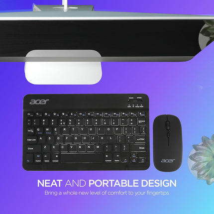 Acer Nano Pad Rechargeable Bluetooth Keyboard & Mouse Combo, 3 DPI Upto 1200 DPI, 78 Keys Anti Slip Back, Ultra Thin Design for Tablet, Laptop, Mobile, 10m Working Distance, Scissor Footed