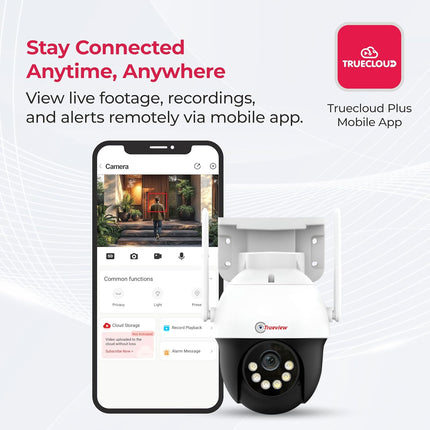Trueview WiFi 3MP Mini Pan-Tilt-Zoom CCTV Camera | STQC Certified | Indoor & Outdoor Security Camera | Color Night Vision | Cloud & SD Card Storage up to 256GB | Two-Way Talk