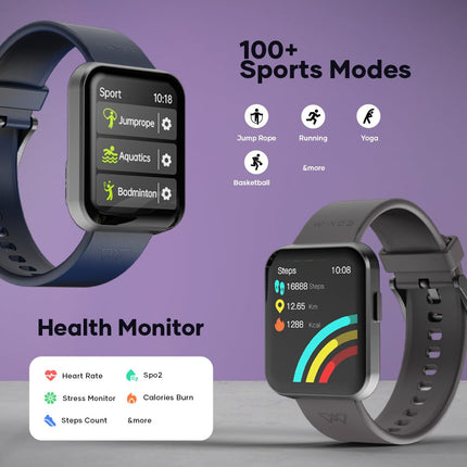 Wings Meta Smartwatch, 1.85" Hd IPS Display, Bt 5.3 Single Chip Calling, Top Smartwatch for Heart Rate Monitoring, 100+ Sport Modes