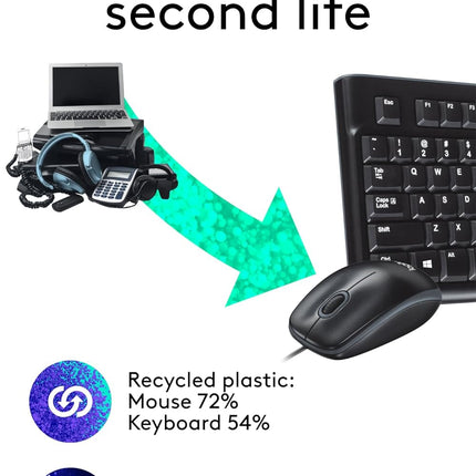 Logitech MK120 Wired USB Keyboard and Mouse Set for Windows, Optical Wired Mouse, Full-Size Keyboard, USB Plug-and-Play, Compatible for PC, Laptop-Black - Unboxify