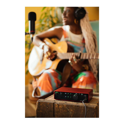 Focusrite Scarlett 2i2 4th Gen, USB audio interface for recording, composing, streaming, and podcaster - sound recordings and all the software to record