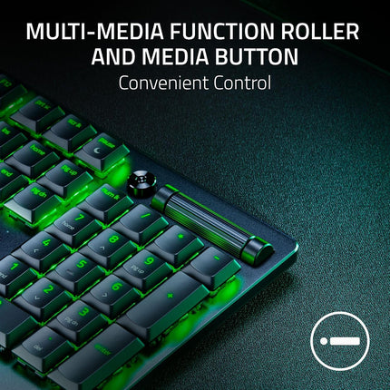 Razer Deathstalker V2 Gaming Keyboard: Low-Profile Optical Switches-Linear Red-Ultra-Durable Coated Keycaps-Durable Aluminum Top Plate-Multi-Function Roller And Media Button-Chroma Rgb,USB-C