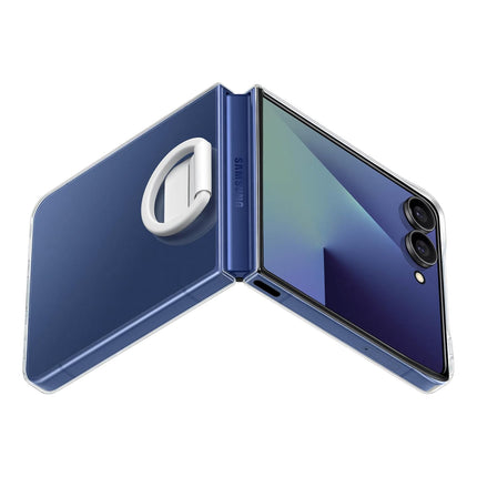 Samsung Galaxy Z Flip7 Ring Phone Case Clear, Protective Cover with Built-in Ring, Easy to Carry, Slim, Sleek, Transparent