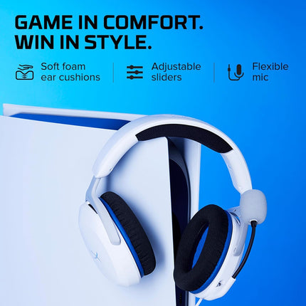 HyperX Cloud Stinger 2 Core Smartchoice- Gaming Headset for PlayStation, Lightweight Over-Ear Headset with mic, Swivel-to-Mute Function, 40mm Drivers (6H9B5AA), White