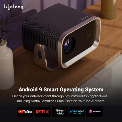 Lifelong Electronics Minipix Smart Projector | Android, 1080P HD & 4K Ultra HD Support | 4500 Lumens, 720p Native | for Room & Outdoors | All OTT Apps | WiFi/BT, Mirroring, USB, ARC, HDMI, Speakers
