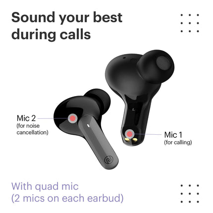 Noise Buds Pop Truly Wireless Earbuds with Environmental Cancellation & Quad Mic for Crisp Calling| Transparency Mode & in-Ear Detection, 30-Hour Playtime with Type C Charging (Gunmetal Grey)