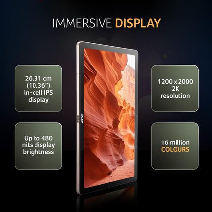 Acer Iconia Tab iM10-22 | 10.36" 2K IPS Display, Quad Speakers, Helio G99, 6GB + 128GB, 16MP Rear + 8MP Front Camera, Fingerprint Reader, Wi-Fi + 4G LTE(Calling), Android 14, Slim Metal Body