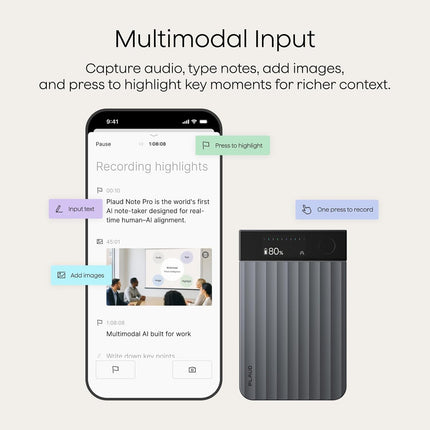 Plaud Note Pro AI Voice Recorder, AI Note Taker for in-Person/Online Meetings and Calls, Smart Transcription & Summarization, Clear Audio, Ultra-Slim Design, Secure Data, Case Included, Silver