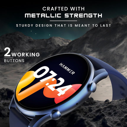 HAMMER Glide 1.43" AMOLED Display Smart Watch for Men with Bluetooth Calling, 466 * 466 PX, Always on Display, 800 Nits, Multiple Sports Modes (Charcoal Black)