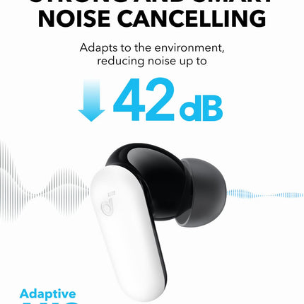 soundcore R50I Nc By Anker Noise Cancelling in Ear Earbuds,Strong 42Db Adaptive Noise Cancelling,Powerful Bass,45H Playtime,2-in-1 Case and Phone Stand,Ip54,Fast Charge 10Min = 120 Min,Bluetooth 5.4