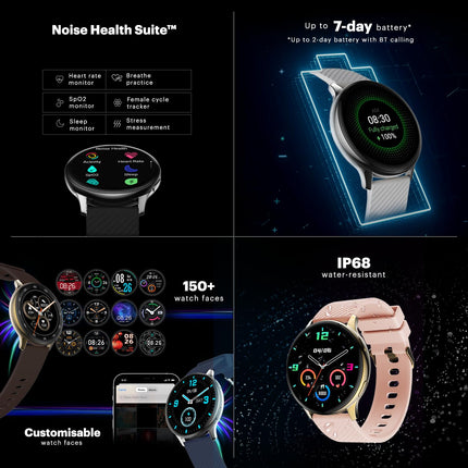 Noise Newly Launched Vortex Plus 1.46” AMOLED Display, AoD, BT Calling, Sleek Metal Finish, 7 Days Battery Life, All New OS with 100+ Watch Faces & Health Suite (Space Blue)