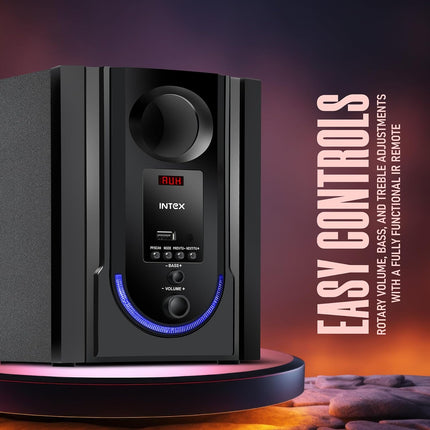 Intex ROAR-4701 Auxiliary, Bluetooth Deep Bass Home Theater with Subwoofer 4.1 Channel with 70W Premium Signature Sound, Multiple Connectivity Modes, Master Remote and Sleek Finish (Black)