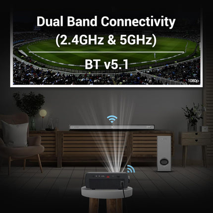 ZEBRONICS PIXAPLAY 25, Smart Projector, 1080p, 7500 Lumens, 200" Screen Size, Quad Core, Auto [ Focus | Keystone | Obstacle Detection | Screenfit ], Bluetooth, WiFi, HDMI-ARC, APP Support, Miracast