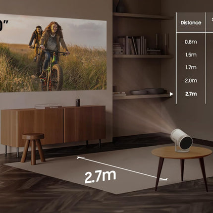 Samsung The Freestyle 2nd Gen Portable Compact Smart LED Projector with FHD Resolution, 100" Maximum Display, 550 LED Lumen, Inbuilt 5w Speaker, Wi-Fi, Bluetooth & HDMI (SP-LFF3CLAXXXL, White)