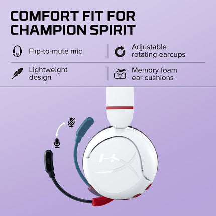 HyperX Cloud Mini – Wireless Headset,Compatible with PC,Chromebook,Nintendo Switch,PlayStation Controllers,Xbox Controllers,Phones, Laptops,Tablets,Volume Below 85dB,Immersive Sound,White