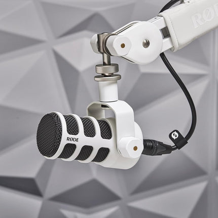 RØDE PodMic Broadcast-quality Dynamic Microphone with Integrated Swing Mount for Podcasting, Streaming, Gaming, and Voice Recording (White)