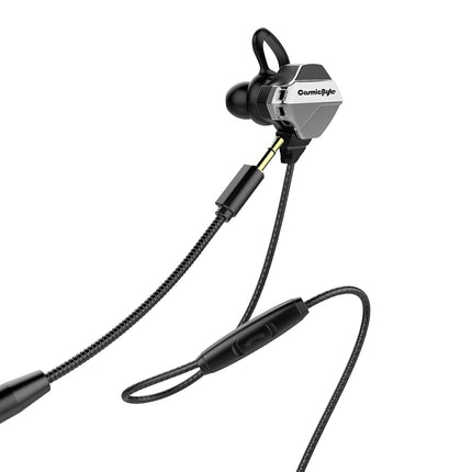 Cosmic Byte CB-EP-04 Gaming Headphones Wired in Ear Earphone with Microphone Detachable for PC, PS4, Mobiles, Tablets (Black/Silver)