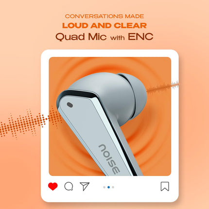 Noise Buds N1 Truly Wireless Earbuds with Chrome Finish, 40H of Playtime, Quad Mic with ENC, Ultra Low Latency Gaming (Up to 40 Ms), Instacharge(10 Min=120 Min), Bluetooth V5.3(Ice Blue)